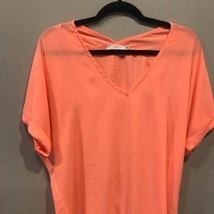 Gorgeous Lush peach V neck blouse